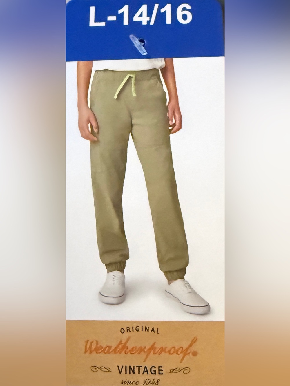 Weatherproof Olive Drawstring Joggers, Youth, Male, Large (14/16)